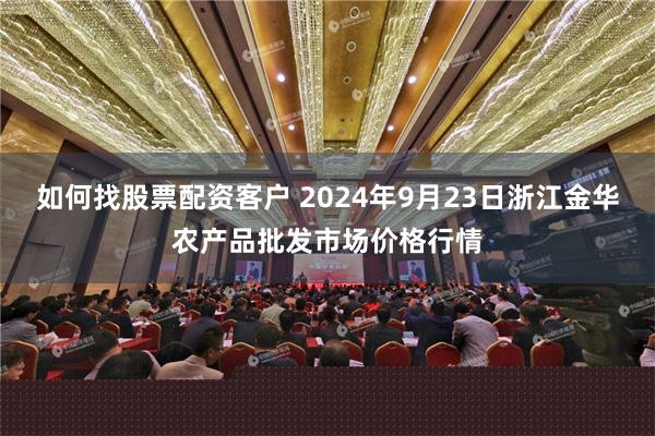 如何找股票配资客户 2024年9月23日浙江金华农产品批发市场价格行情