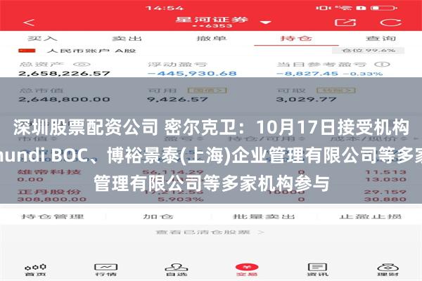 深圳股票配资公司 密尔克卫：10月17日接受机构调研，Amundi BOC、博裕景泰(上海)企业管理有限公司等多家机构参与